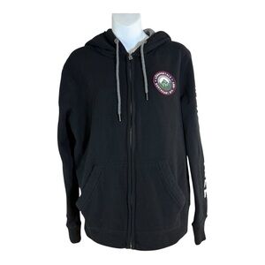 Aeropostale “Northeast Div. 1987” Patch Black Hoodie Full Zip Jacket Unisex M